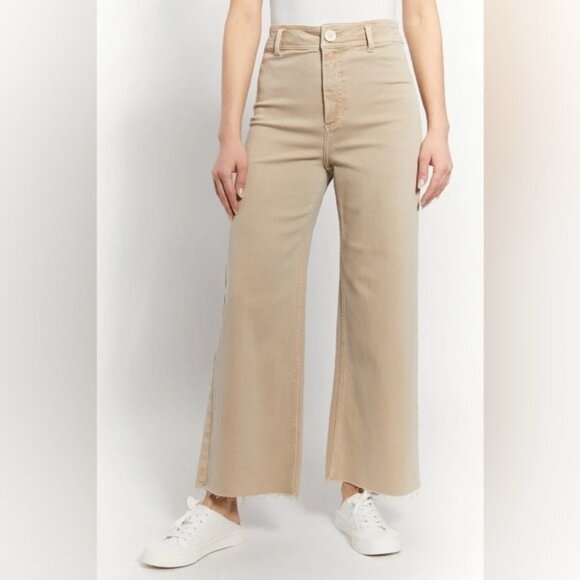 NWT OAT NEW YORK HIGH‎ RISE WIDE LEG Jeans Raw Hem Size 4/27 - Picture 1 of 16